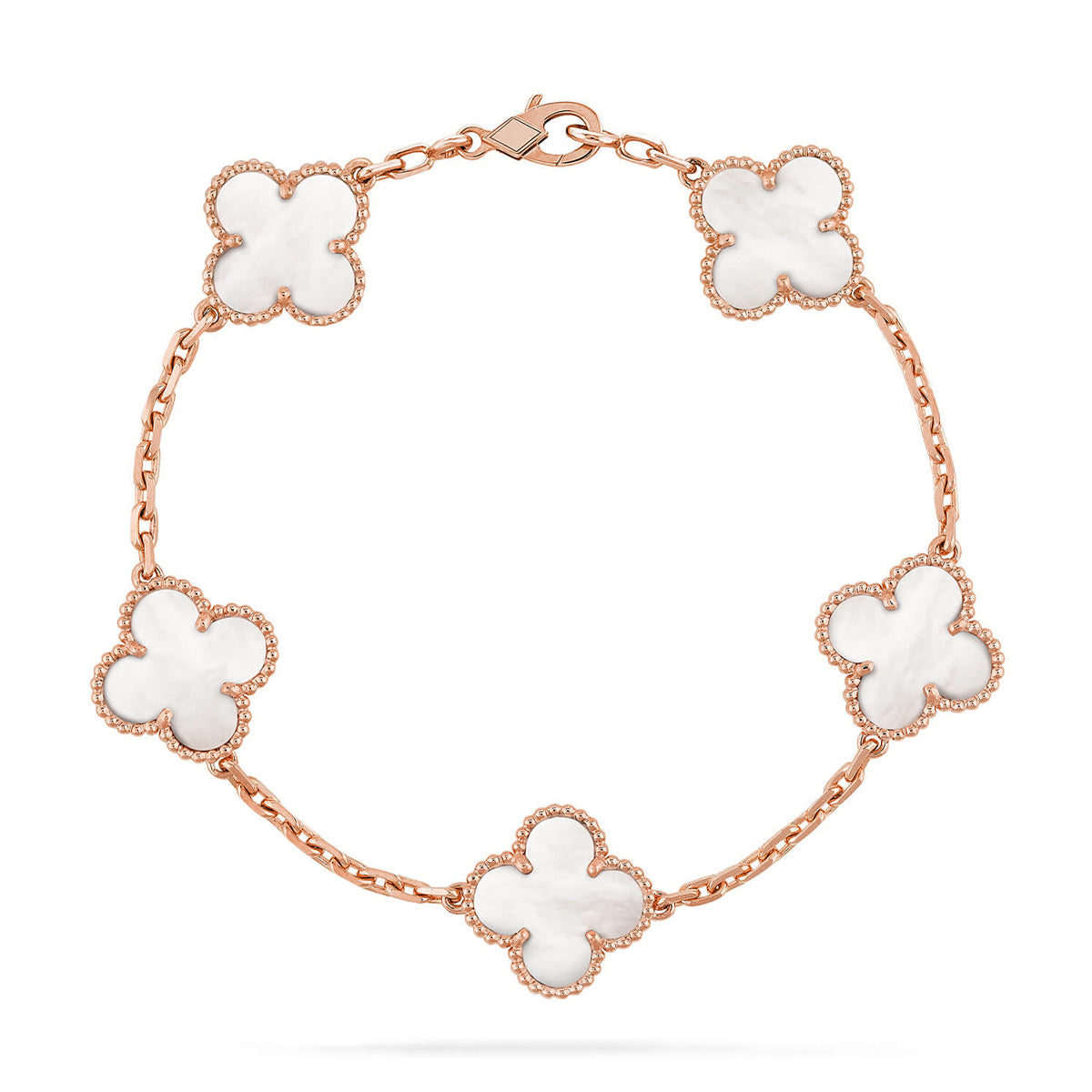 [Aura ]Neue CLOVER WHITE PEARL MOP 5 MOTIV ARMBAND-KOLLEKTION