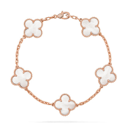 [Aura ]Neue CLOVER WHITE PEARL MOP 5 MOTIV ARMBAND-KOLLEKTION