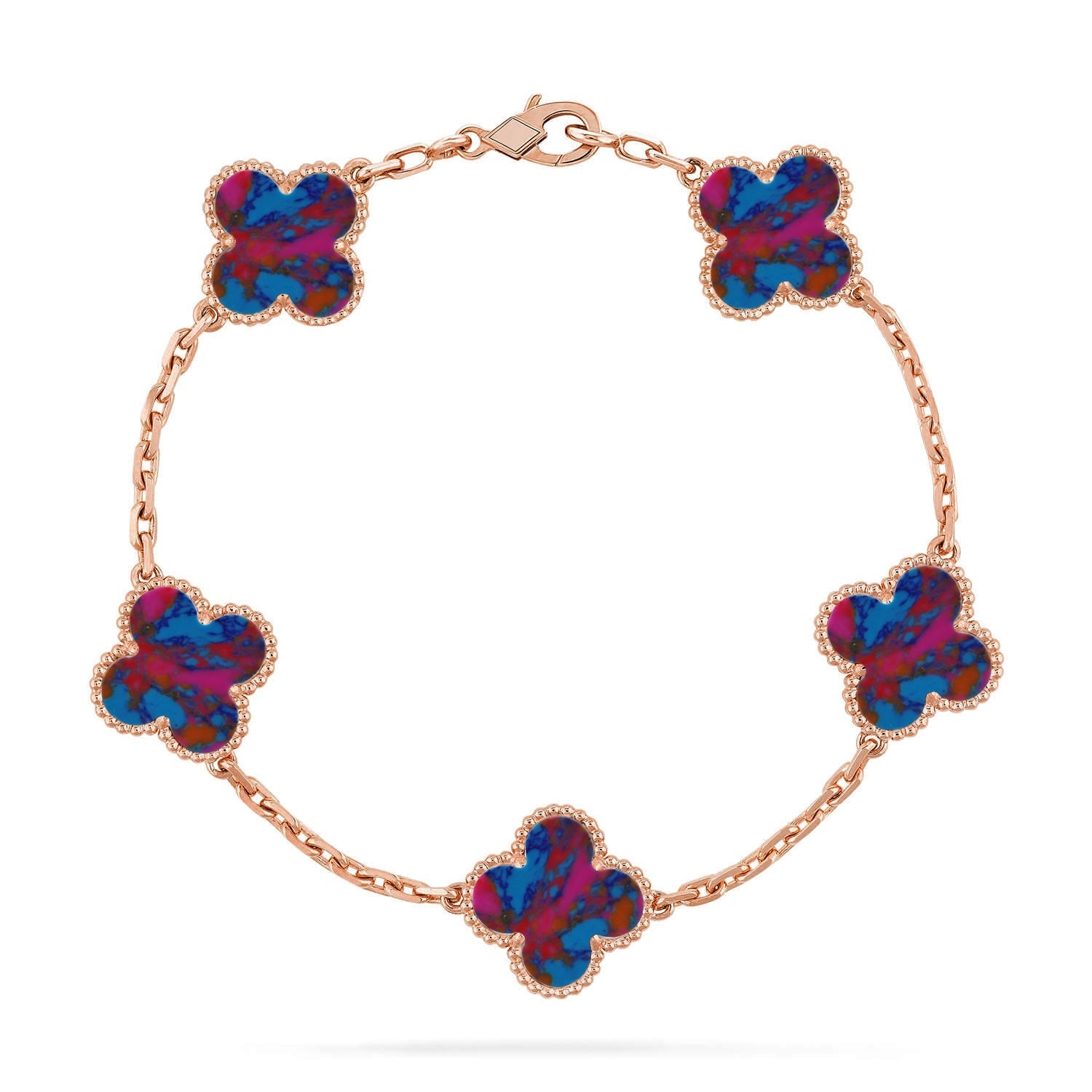 [Aura ]New CLOVER 5 MOTIF COLOR GEMSTONES BRACELET COLLECTION