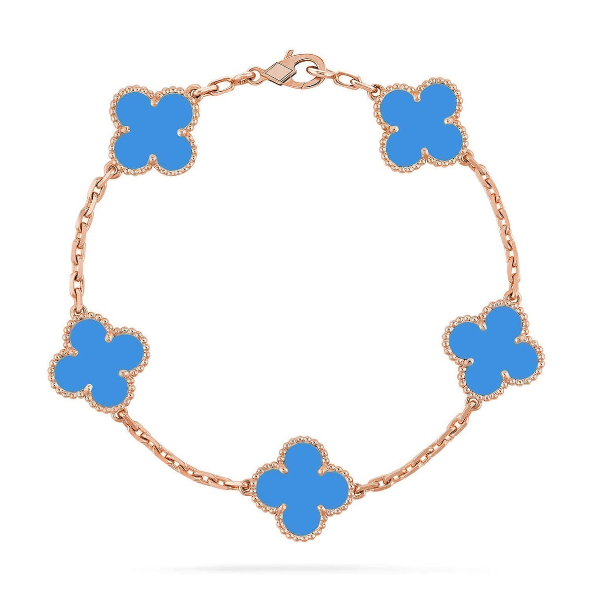 [Aura ]New CLOVER 5 MOTIF BLUE AGATE BRACELET COLLECTION