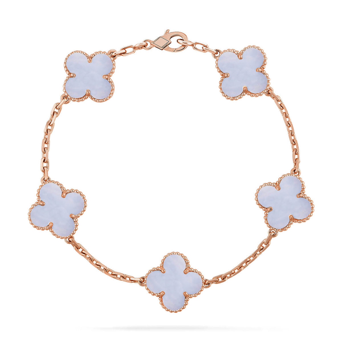 [Aura ]New  CLOVER 5 MOTIF PURPLE CHALCEDONY BRACELET COLLECTION