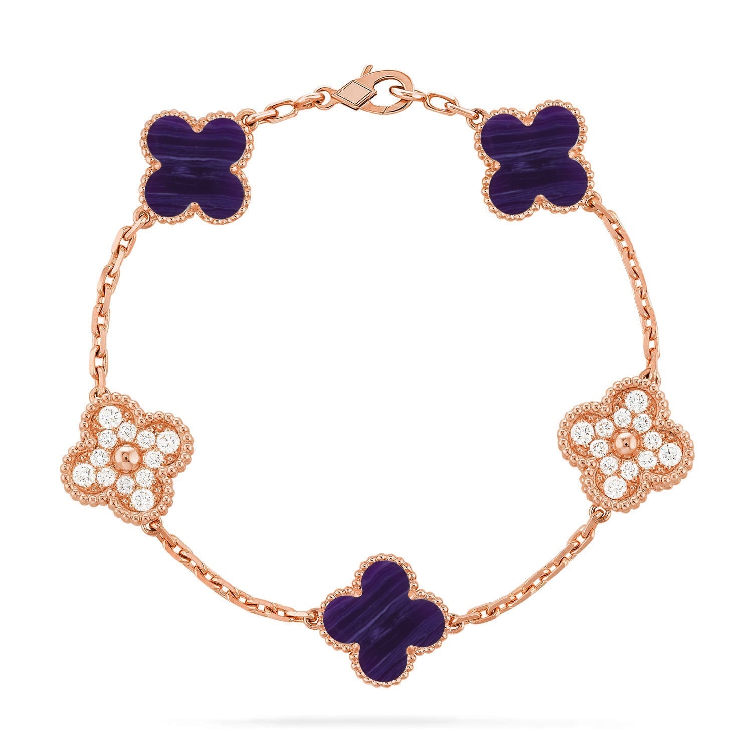 [Aura ]New CLOVER 5 MOTIF PURPLE STRIPES BRACELET COLLECTION