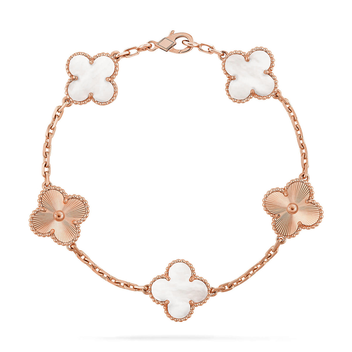 [Aura ]Neue CLOVER WHITE PEARL MOP 5 MOTIV ARMBAND-KOLLEKTION