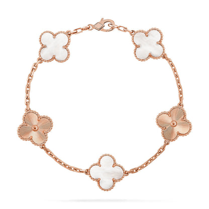 [Aura ]Neue CLOVER WHITE PEARL MOP 5 MOTIV ARMBAND-KOLLEKTION