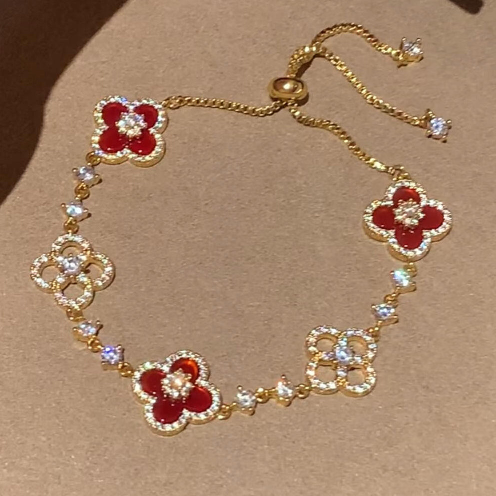 Aura CLOVER 5 MOTIF PINK BLUE RED WHITE BRACELET