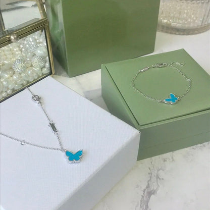 [⭐Aura ]BUTTERFLY TURQUOISE BUTTERFLY BRACELET SILVER