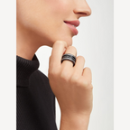 [⭐DORISW]ZERO 1 ROCK FOUR-BAND BLACK CERAMIC WITH STUDDED SPIRAL AND PAVED DIAMONDS RING