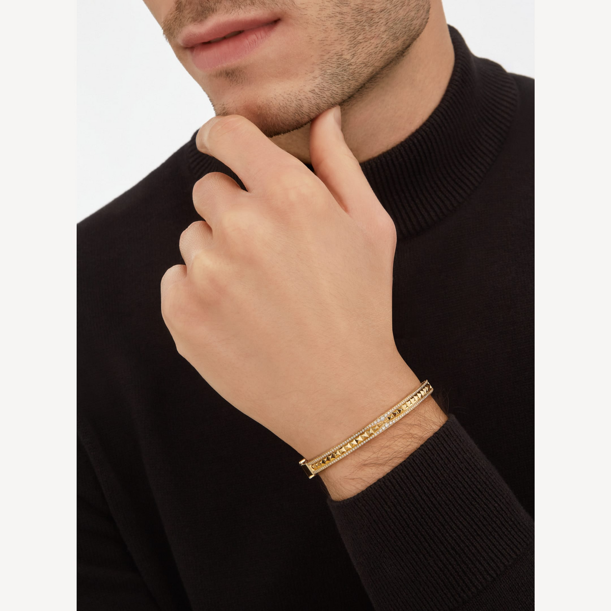 [⭐Veya]ZERO 1 SPIRAL- UND DIAMANTBESETZTES GOLDARMBAND