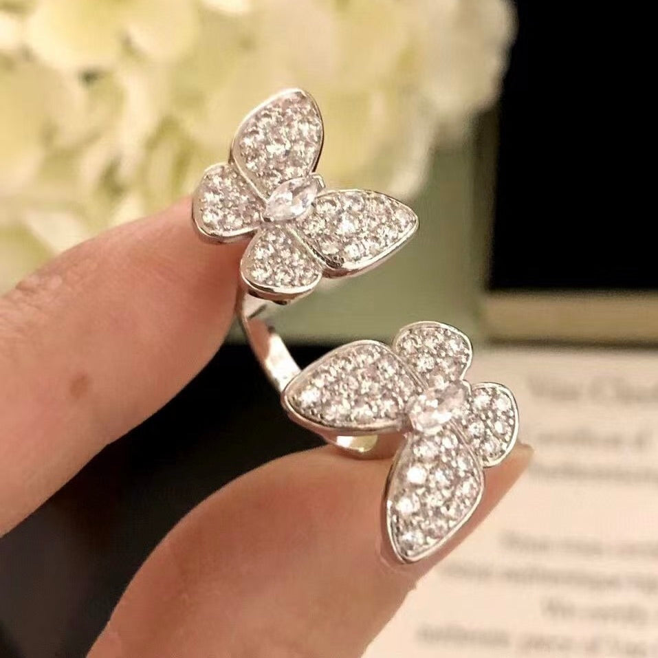Aura TWIN SILVER BUTTERFLY DIAMOND RING