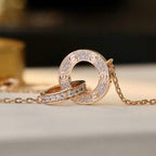 Aura LOVE 7,6MM HALSKETTE ROSÉGOLD UND SILBER VOLL MIT DIAMANTEN