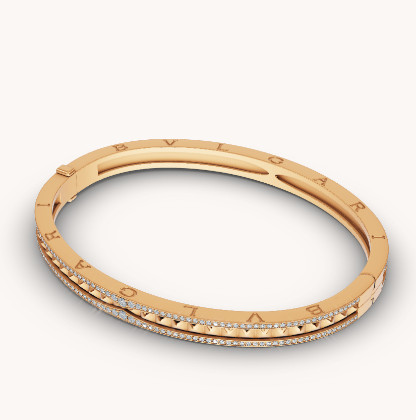 [⭐Veya]ZERO 1 SPIRAL- UND DIAMANTBESETZTES GOLDARMBAND