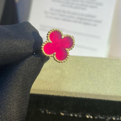 [⭐Aura]NEW CLOVER PINK ENAMEL RINGS