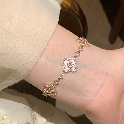 [⭐Aura ]CLOVER 5 MOTIF PINK BLUE RED WHITE BRACELET