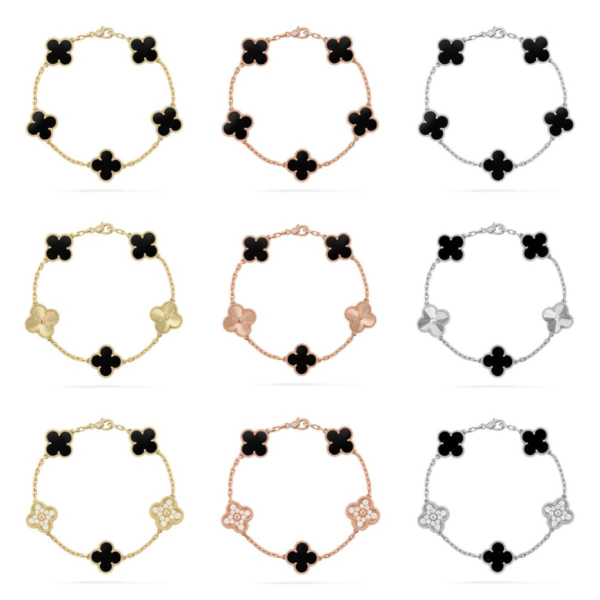 [Aura ]New CLOVER 5 MOTIF ONYXS BRACELET COLLECTION