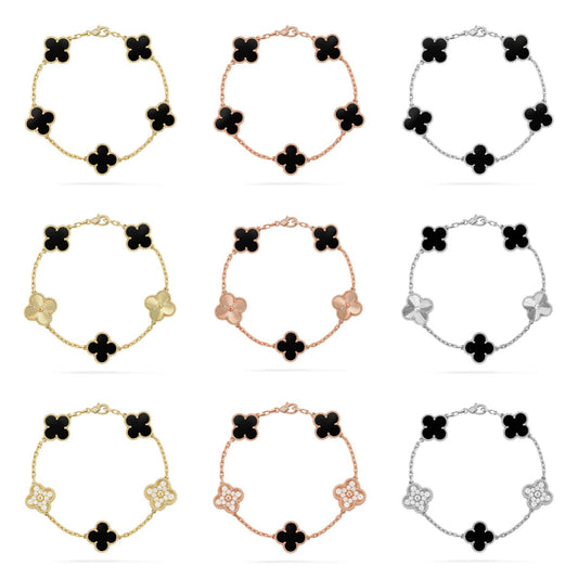 [⭐Aura ]New CLOVER 5 MOTIF ONYXS BRACELET COLLECTION