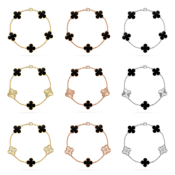 [⭐Aura ]New CLOVER 5 MOTIF ONYXS BRACELET COLLECTION