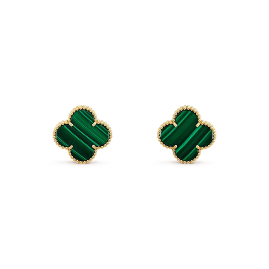 [⭐Aura ]CLOVER MINI 9.5MM MALACHITE  EARRINGS