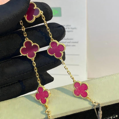 [⭐Aura]NEW CLOVER 5 MOTIFS PINK ENAMEL BRACELET