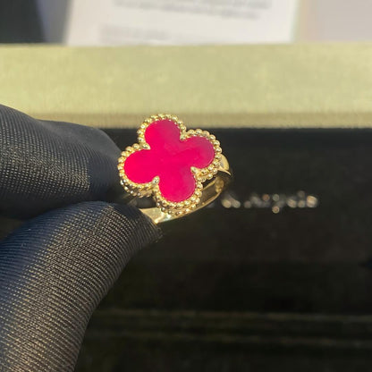 [⭐Aura]NEW CLOVER PINK ENAMEL RINGS