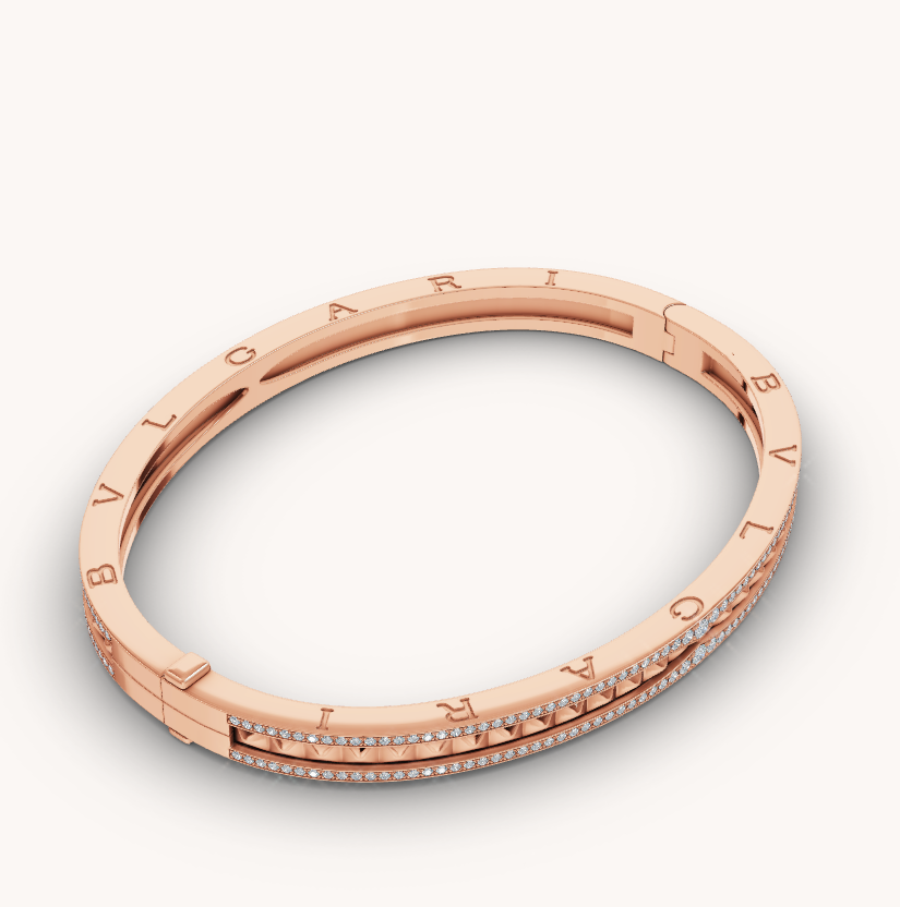 [⭐DORISW]ZERO 1 SPIRAL AND PAVED DIAMOND PINK GOLD BRACELET