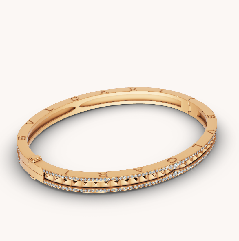 [⭐Veya]ZERO 1 SPIRAL- UND DIAMANTBESETZTES GOLDARMBAND