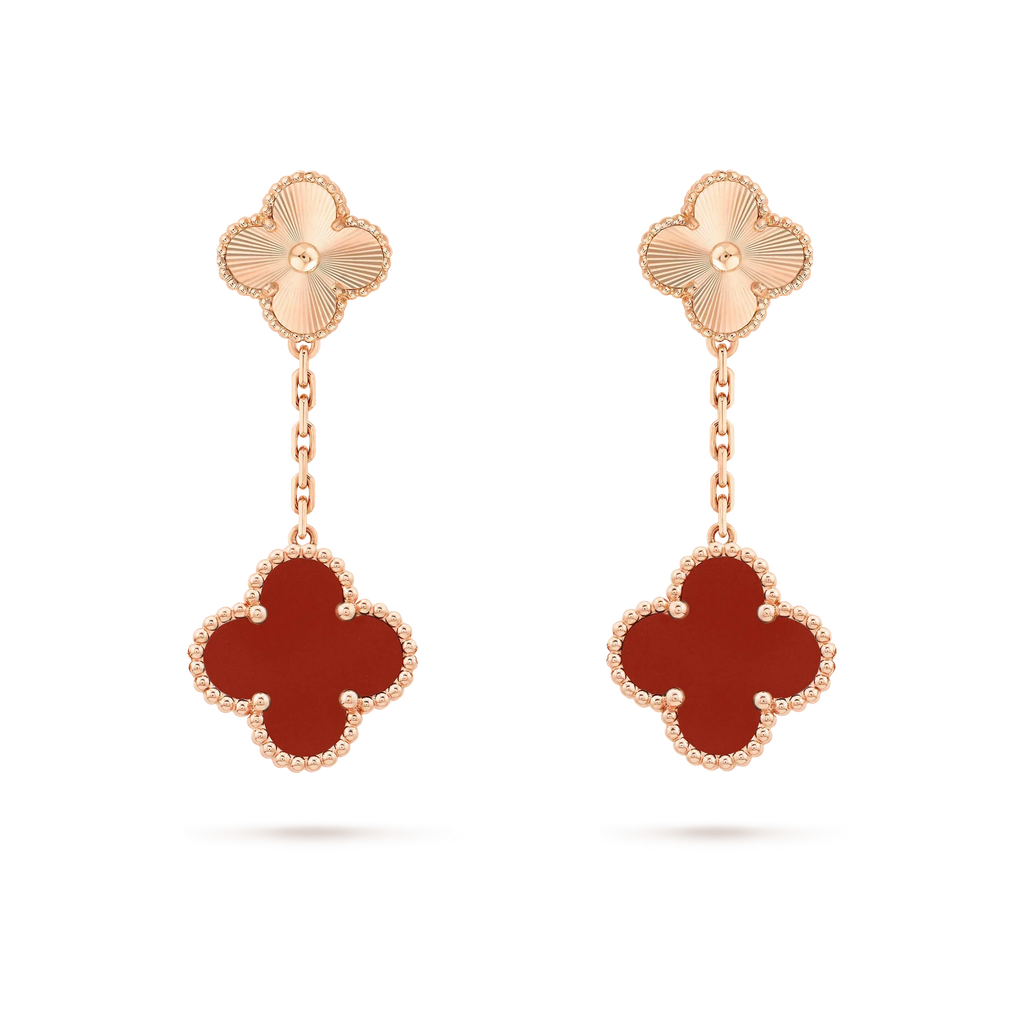 Aura CLOVER 2 MOTIF  LASER CARNELIAN EARRINGS