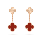 Aura CLOVER 2 MOTIF  LASER CARNELIAN EARRINGS