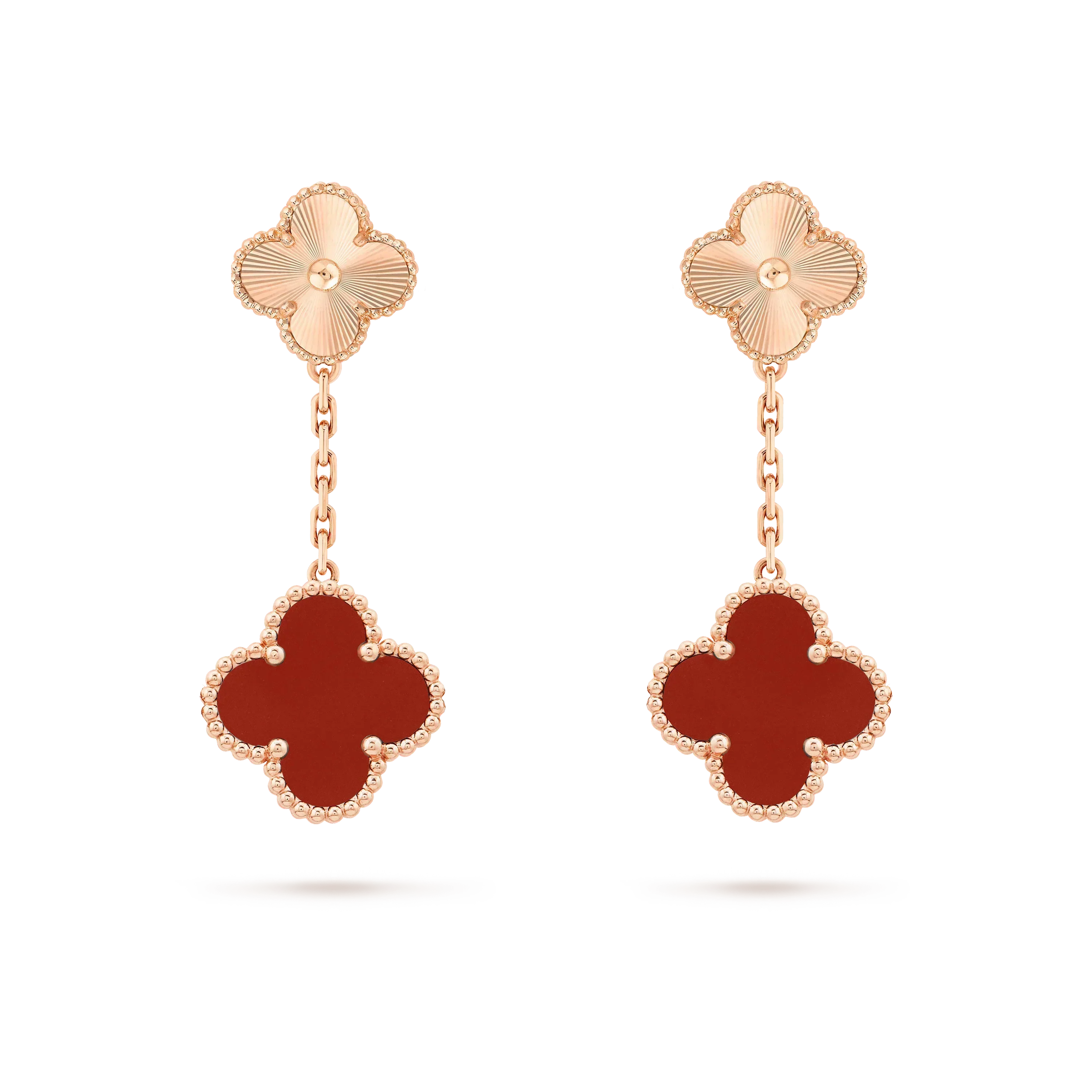 Aura CLOVER 2 MOTIF  LASER CARNELIAN EARRINGS