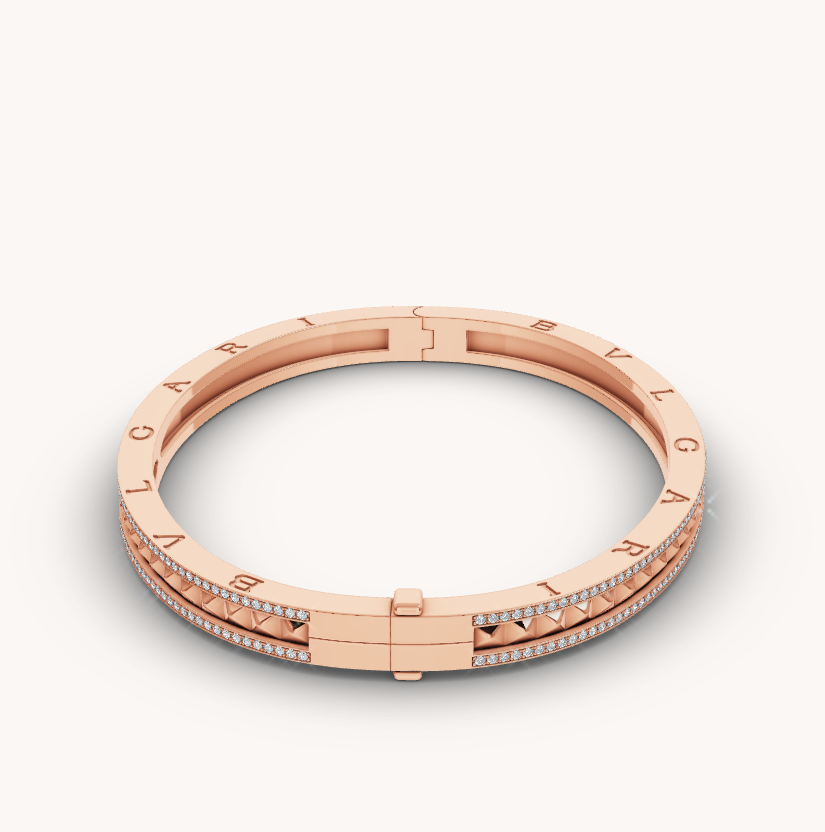 [⭐DORISW]ZERO 1 SPIRAL AND PAVED DIAMOND PINK GOLD BRACELET