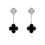 Aura CLOVER 2 MOTIVE DIAMANT ONYX OHRRINGE SILBER