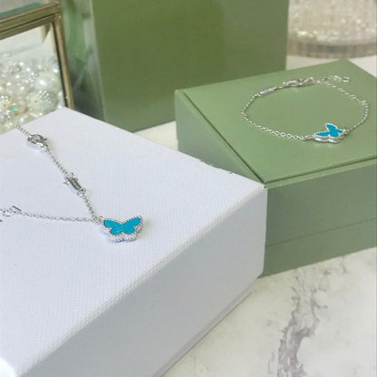 [⭐Aura ]BUTTERFLY TURQUOISE BUTTERFLY BRACELET SILVER