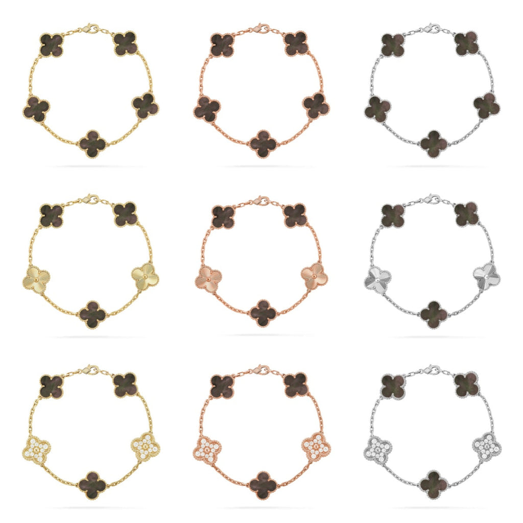 [Aura ]Neue CLOVER 5 MOTIF GRAU MOP ARMBAND KOLLEKTION