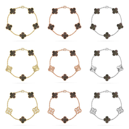 [Aura ]Neue CLOVER 5 MOTIF GRAU MOP ARMBAND KOLLEKTION