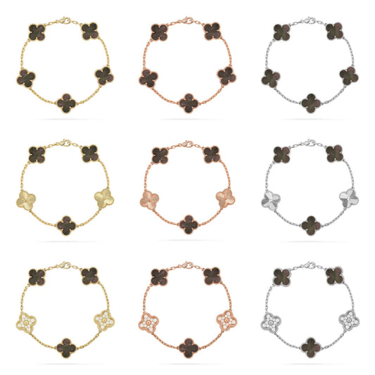 [⭐Aura ]New CLOVER 5 MOTIF GRAY MOP BRACELET COLLECTION