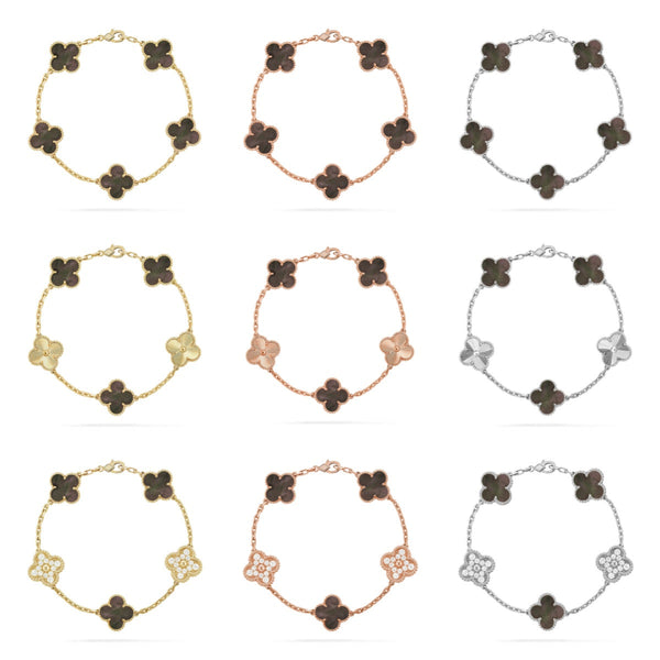 [⭐Aura ]New CLOVER 5 MOTIF GRAY MOP BRACELET COLLECTION