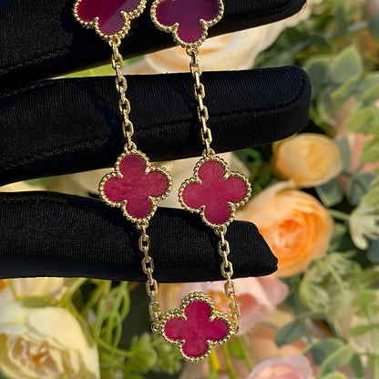 [⭐Aura]NEW CLOVER 5 MOTIFS PINK ENAMEL BRACELET