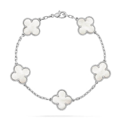[Aura ]Neue CLOVER WHITE PEARL MOP 5 MOTIV ARMBAND-KOLLEKTION