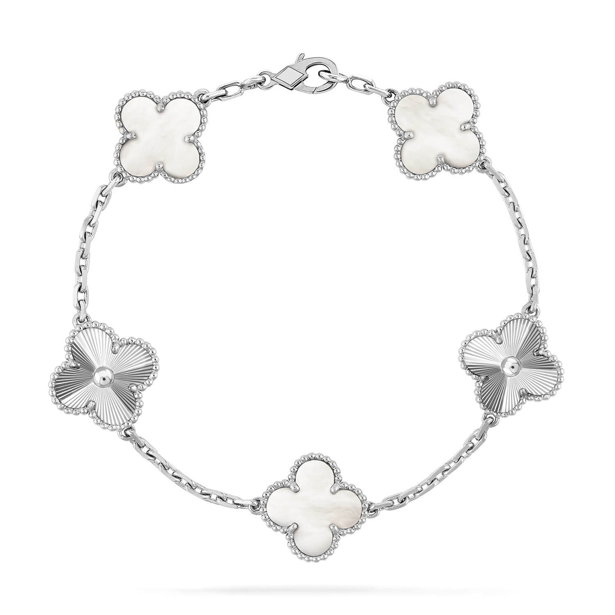 [Aura ]Neue CLOVER WHITE PEARL MOP 5 MOTIV ARMBAND-KOLLEKTION