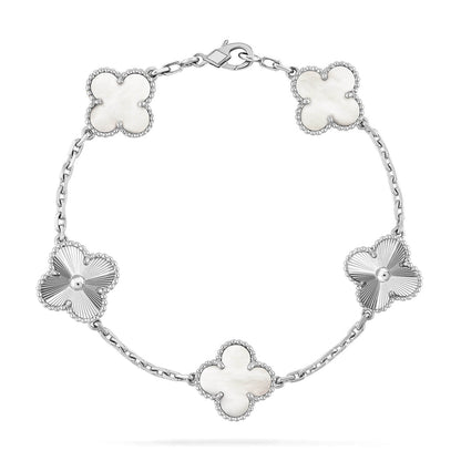 [Aura ]Neue CLOVER WHITE PEARL MOP 5 MOTIV ARMBAND-KOLLEKTION