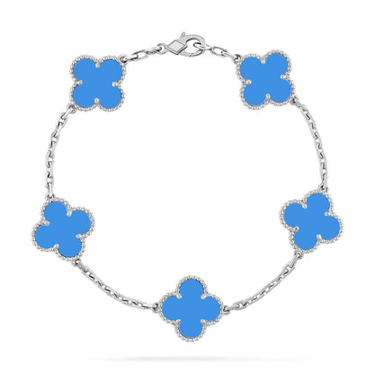 [Aura ]NEUE ARMBAND-KOLLEKTION CLOVER 5 MOTIF BLAUER ACHAT