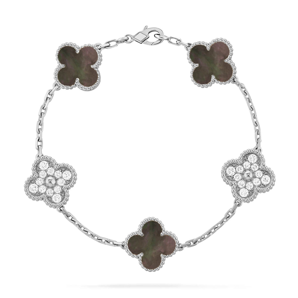 [Aura ]New CLOVER 5 MOTIF GRAY MOP BRACELET COLLECTION
