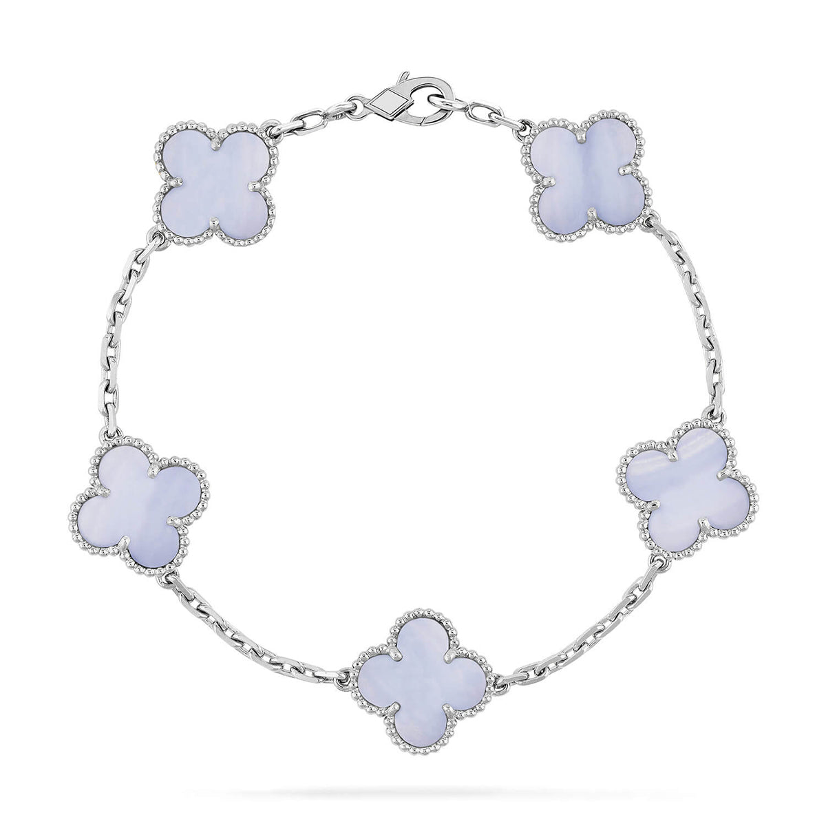 [Aura ]New  CLOVER 5 MOTIF PURPLE CHALCEDONY BRACELET COLLECTION