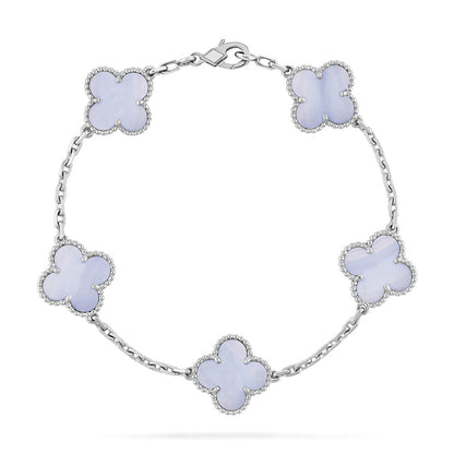[⭐Aura ]New  CLOVER 5 MOTIF PURPLE CHALCEDONY BRACELET COLLECTION