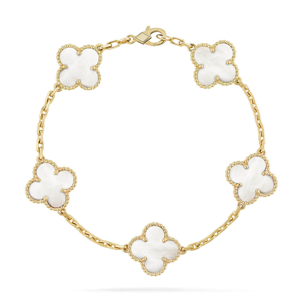 [Aura ]New CLOVER WHITE PEARL MOP 5 MOTIF BRACELET COLLECTION