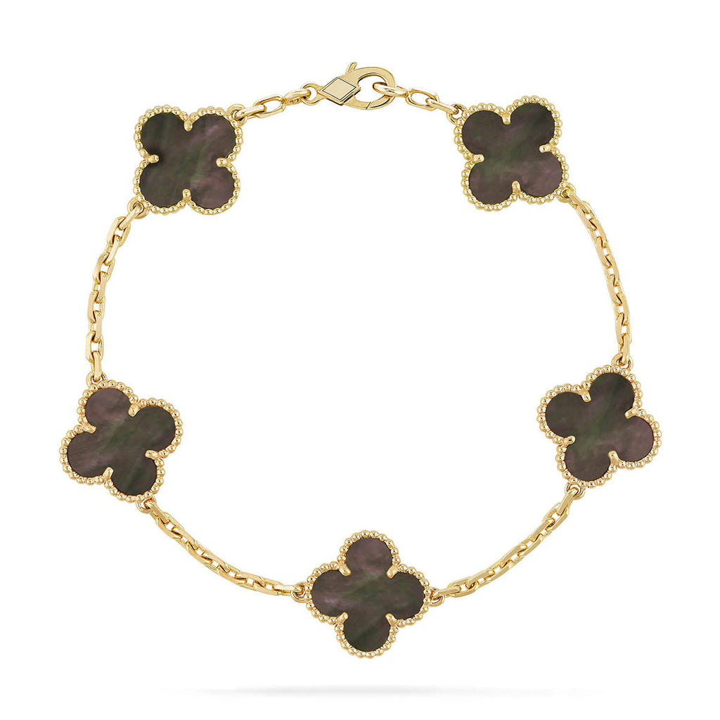 [Aura ]Neue CLOVER 5 MOTIF GRAU MOP ARMBAND KOLLEKTION