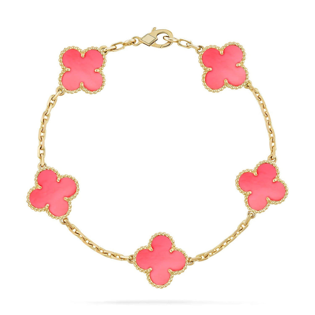 [Aura ]New  CLOVER 5 MOTIFS  PINK MOP BRACELET COLLECTION