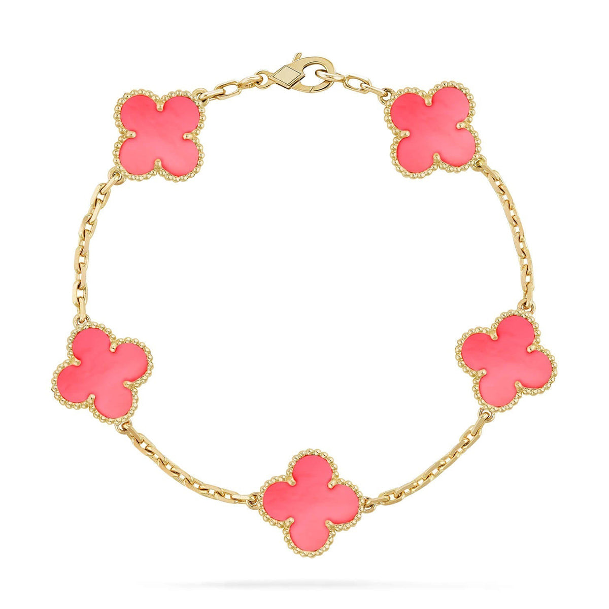 [Aura ]New  CLOVER 5 MOTIFS  PINK MOP BRACELET COLLECTION