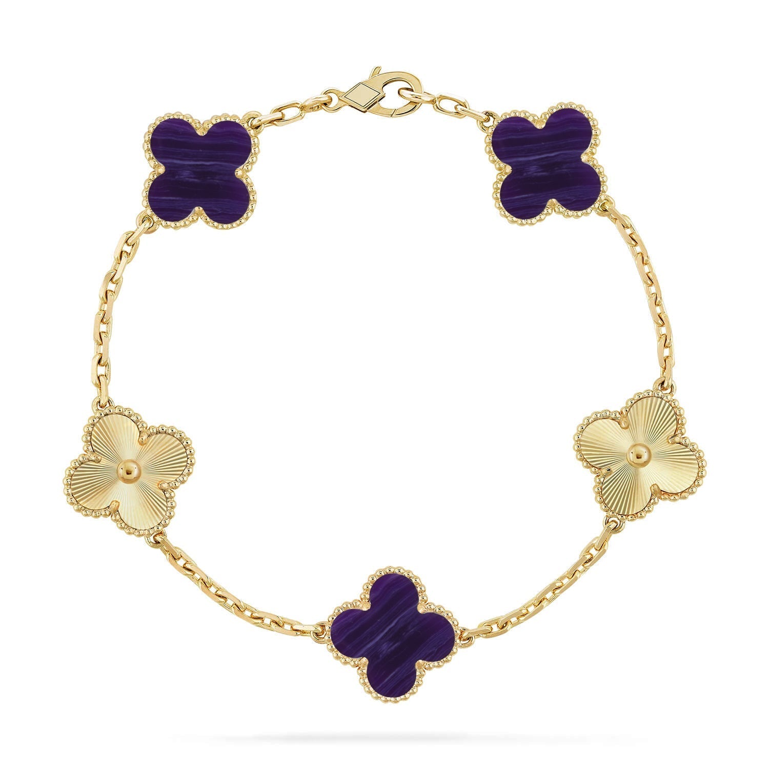 [Aura ]New CLOVER 5 MOTIF PURPLE STRIPES BRACELET COLLECTION
