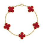 [Aura ]New  CLOVER 5 MOTIF RED CORNELIAN BRACELET COLLECTION