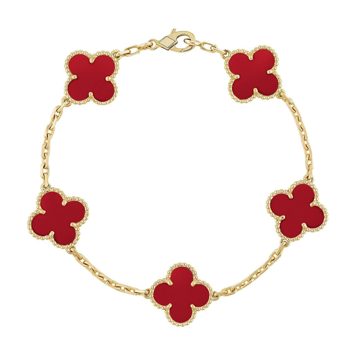 [Aura ]Neue Kollektion CLOVER 5 MOTIF ROTER CORNELIAN-ARMBÄNDER